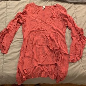 Red Bell Sleeve Shirt